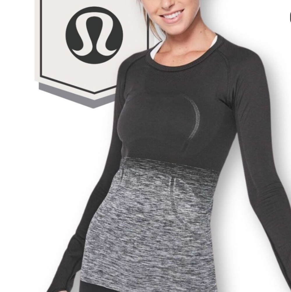 lululemon athletica Black and Gray Long Sleeve Top